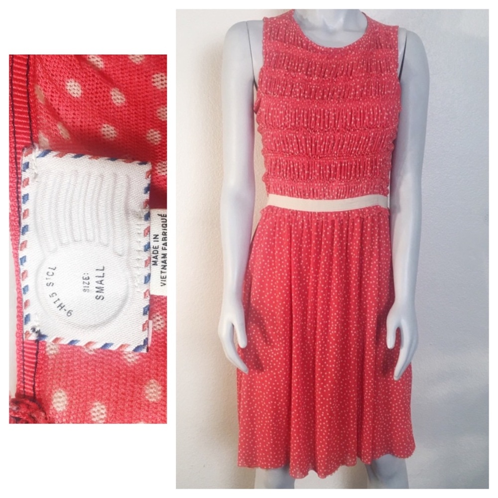 Anthropologie 9-H15-STCL Orange Polka Dot Dress